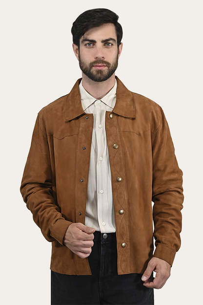 Men’s Middle Brown Judd Minimalist Suede Shacket | Frye Middle Brown