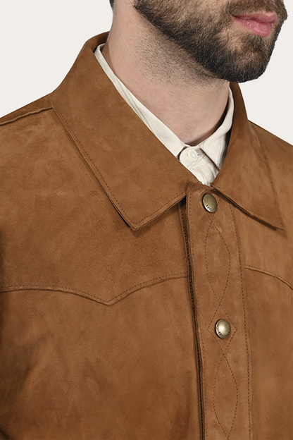 Men’s Middle Brown Judd Minimalist Suede Shacket | Frye Middle Brown