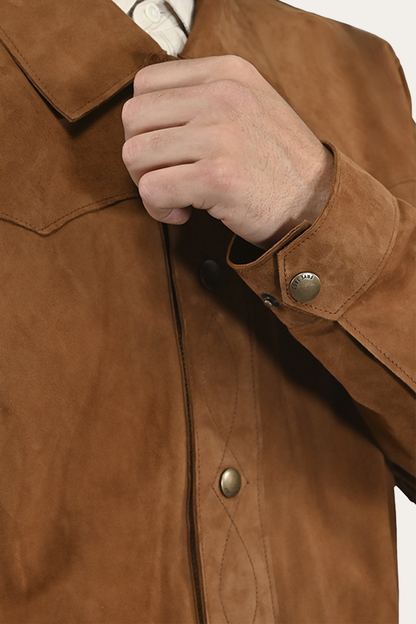 Men’s Middle Brown Judd Minimalist Suede Shacket | Frye Middle Brown