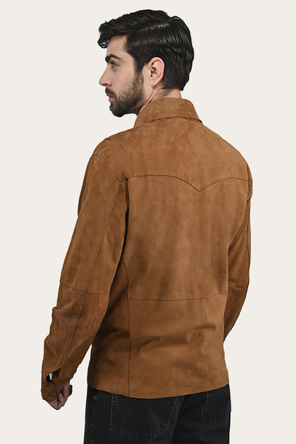 Men’s Middle Brown Judd Minimalist Suede Shacket | Frye Middle Brown