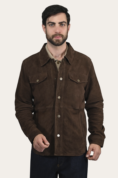 Men’s Dark Brown Authentic Suede Shacket | Frye Dark Brown