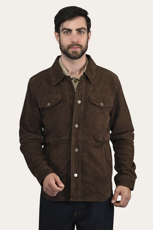 Men’s Dark Brown Authentic Suede Shacket | Frye Dark Brown