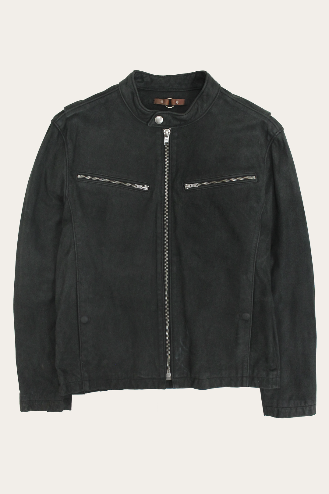 Men’s Black Cattleman Vintage Cafe Racer Leather Jacket | Frye Black