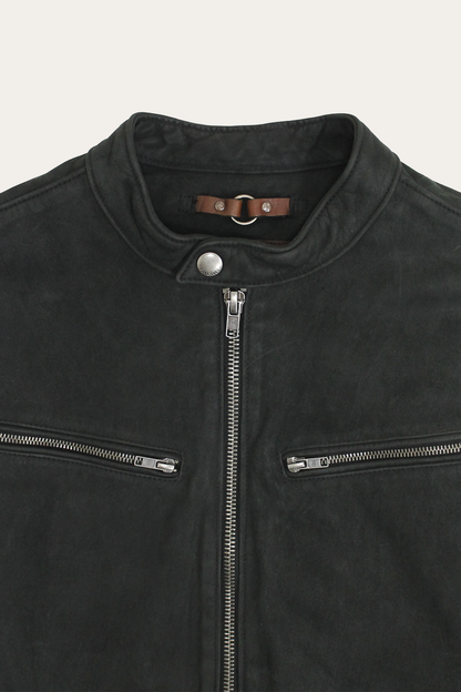 Men’s Black Cattleman Vintage Cafe Racer Leather Jacket | Frye Black