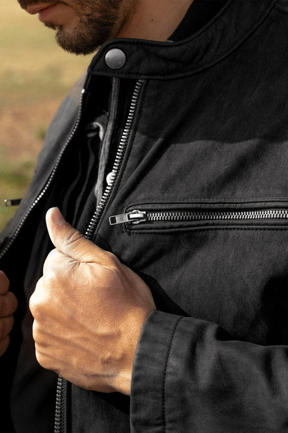 Men’s Black Cattleman Vintage Cafe Racer Leather Jacket | Frye Black