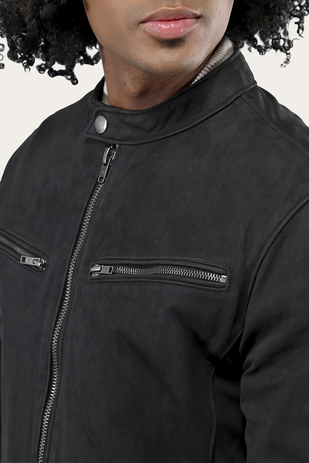 Men’s Black Cattleman Vintage Cafe Racer Leather Jacket | Frye Black