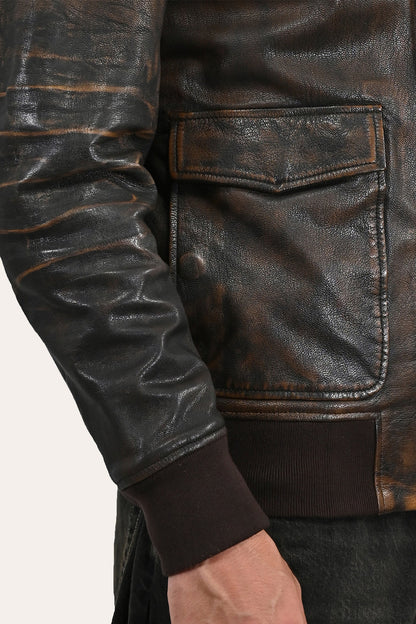 Men’s Brown Beige Nebraska Bomber Leather Jacket | Frye Brown/Beige