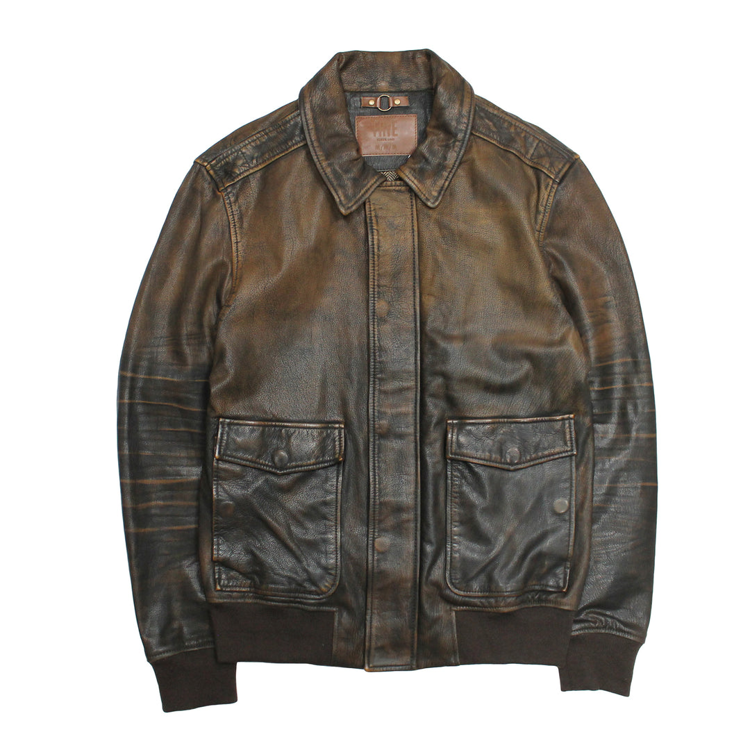 Men’s Brown Beige Nebraska Bomber Leather Jacket | Frye Brown/Beige
