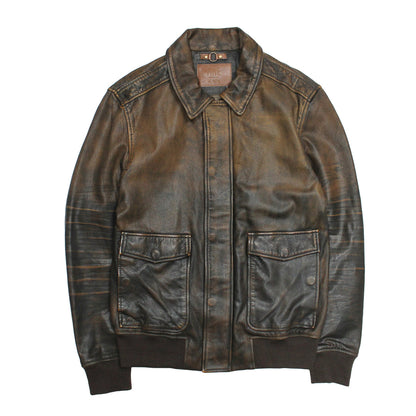 Men’s Brown Beige Nebraska Bomber Leather Jacket | Frye Brown/Beige