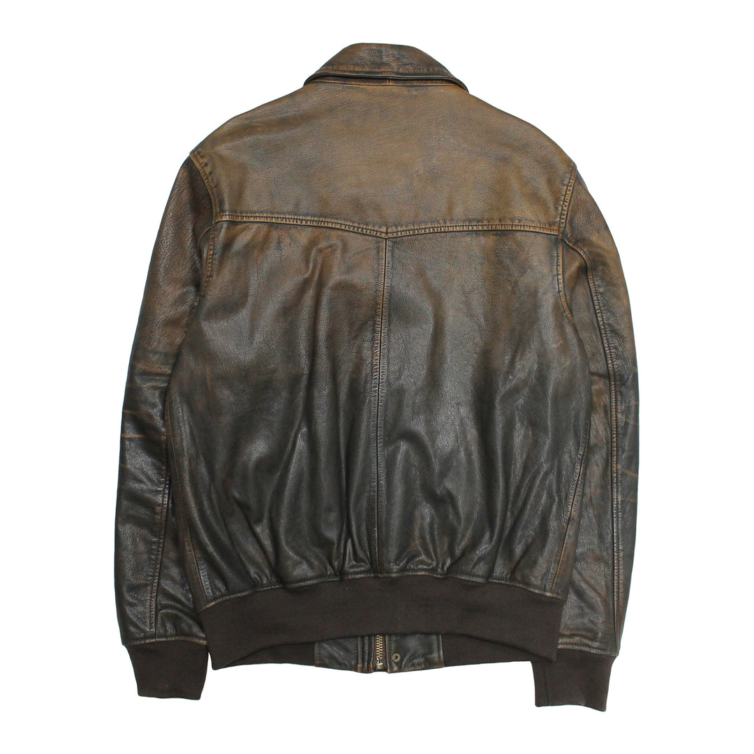 Men’s Brown Beige Nebraska Bomber Leather Jacket | Frye Brown/Beige