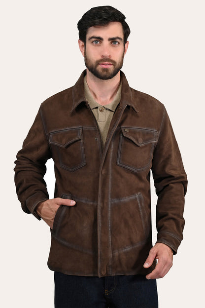 Men’s Dark Brown Brody Suede Shacket | Frye Dark brown