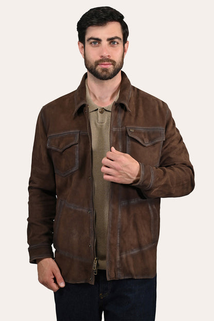 Men’s Dark Brown Brody Suede Shacket | Frye Dark brown