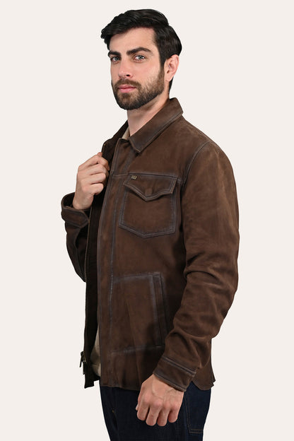 Men’s Dark Brown Brody Suede Shacket | Frye Dark brown